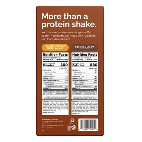Oats Overnight Variety Pack, Includes Cookies & Cream and Chocolate Peanut Butter Banana Flavors - 14 Pack